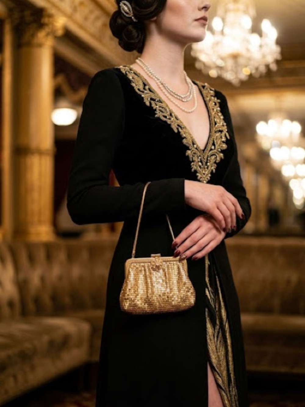 Unmarked Whiting & Davis Gold Metal Mesh Evening Bag Rhinestone Starburst Clasp